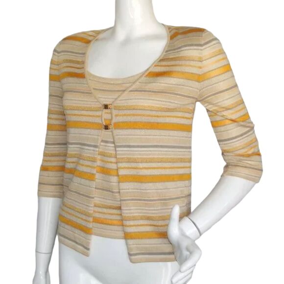 ESCADA Twin Set, 4/6, Jacket/Tank, Golden yellow/Tan Stripes, Magnetic clasps - Picture 5 of 15
